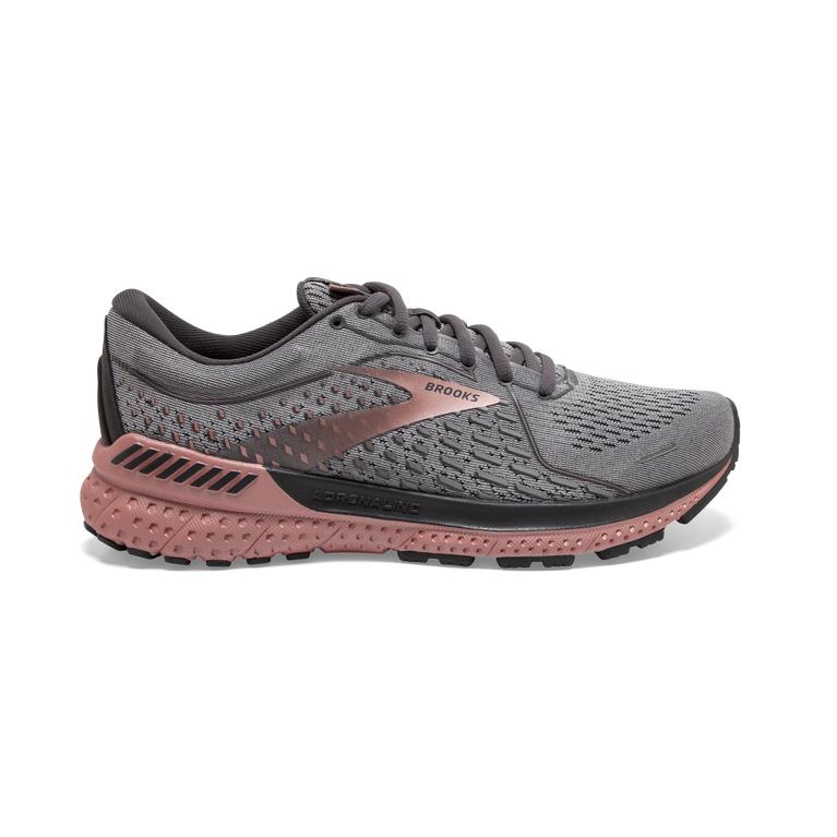 Brooks Adrenaline GTS 21 Road Running Shoes - Women's - Grey/Black/Rose Gold (74639-JCAP)